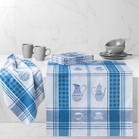 Lot de 6 torchons de cuisine imprimés "Instant Précieux" 50 x 70 cm Coton Egyptien