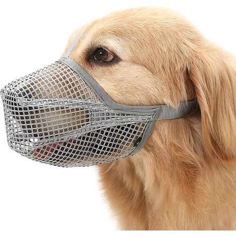 Gray M Dog Muzzle with Adjustable Straps, Soft Mesh Covered Muzzles for Small Medium Large Dogs (1/5)