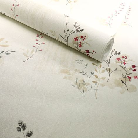 Papier peint LUTECE imprimé fleurs champêtres Beige 10mx 0.53 m (1/4)