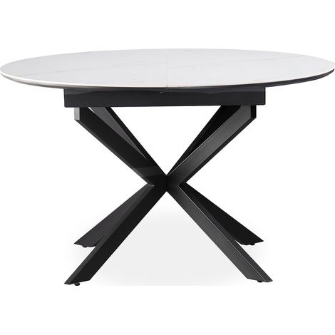 Table extensible Tyrese 160cm pieds en étoile et plateau effet marbre Blanc
