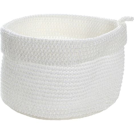 Cesto rotondo a maglia all'uncinetto, bianco, grande modello (1/4)