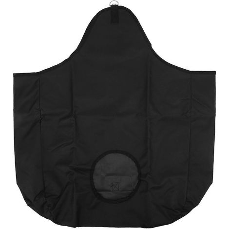 Sac à mangeoire pour chevaux 2024, en tissu Oxford 600D noir, avec crochet détachable rapide et grande ouverture, format fourre-tout portable (1/5)