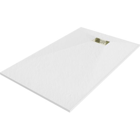 Mexen Hugo Rechteckige SMC-Duschwanne 140 x 80 cm, weiß, goldene Abdeckung - 42108014-G (1/5)