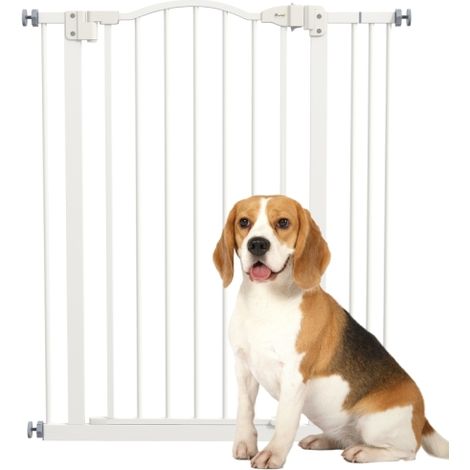 Adjustable Metal Pet Safety Gate for Dogs, Folding Fence 74-87cm, White Color (1/5)
