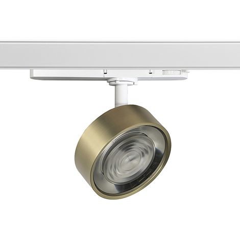 Hole - Projecteur sur rail LED triphasé 13W 3000K CRI90 IP20 optique 38° en aluminium moulé sous pression, finition blanc/or - Groupe Rossini (1/5)