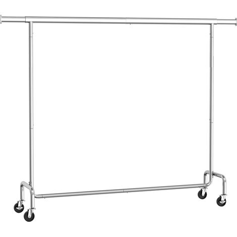 Songmics – Portant à vêtements avec roulettes – Tringle extensible 160-200 cm – Capacité de charge 110 kg – Métal chromé – Dimensions 45 x 162,9 cm