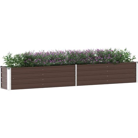 vidaXL Letto Rialzato in Acciaio Zincato 320x40x45 cm Marrone (1/10)