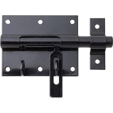 10 - Serrure De Portillon - Cadenas - Avec Gâche Fixe - Poignée Plate - Pour Box Équestre Et Clôture - Noir - 130x90x73 Mm