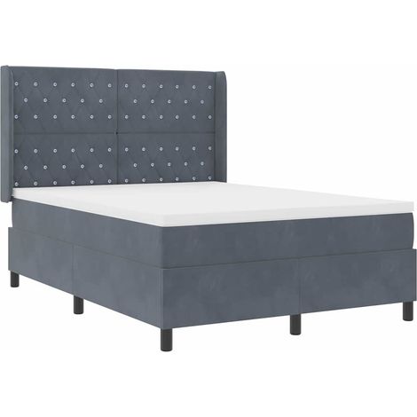 Cama con Box Spring LED y Colchón Gris oscuro 140 x 200 cm vidaXL (1/5)