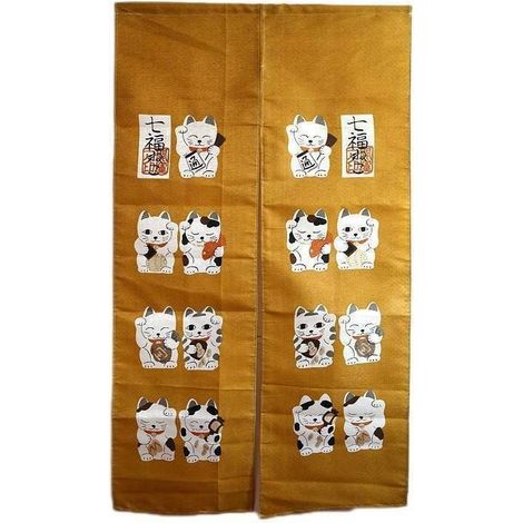 Noren Japonais Chat Maneki Neko - Rideau Japonais - Décoration pour Porte (1/3)