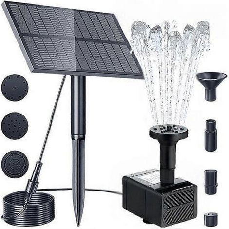 Pompe solaire 1,5 W 5 V, débit 160 l/h, idéale pour fontaine, bassin, abreuvoir à oiseaux et décoration de jardin. (1/5)