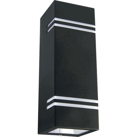 Foco de pared LED doble V-TAC con soporte para 2 focos GU10 cuadrados de aluminio negro IP44 (1/5)