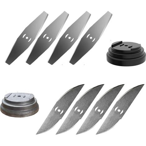 Lame de Tondeuse à Gazon, Lame en métal, Lame de débroussailleuse, Lame de Rechange sans Fil, Tondeuse de Jardin, Seulement 8 Lames incluses, avec Base en Lame, pour Accessoires de Jardin