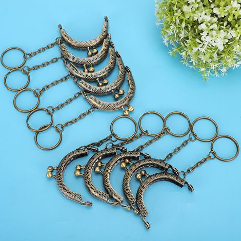 10 Cadres de Sac en Métal Vintage, Fermoir Baiser Bronze, Chaîne Demi-Cercle 5cm pour Projets DIY (1/4)