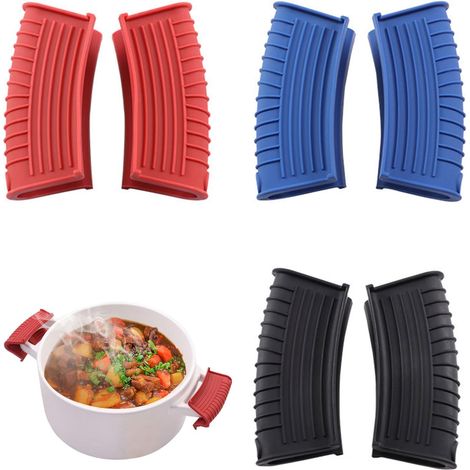 Lot de 3 manchons en silicone pour poignées de casserole, protection anti-brûlure et antidérapant pour cuisine