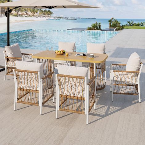 Set mobili giardino tavolo e 6 sedie in ferro OKMYHOME (1/5)