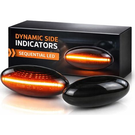 Clignotants Répétiteurs Fumés LED DYNAMIQUE DÉFILANT Peugeot 206 206CC / 407 / 607, Citroën, Toyota
