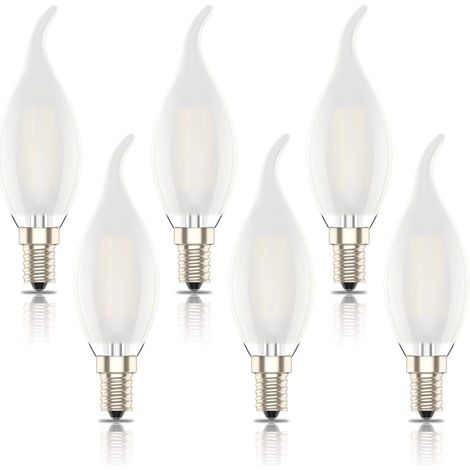 Dimmable Ampoule E14 LED, Ampoule Flamme,Intensité Variable,Mat,Blanc Chaud(2700K),4W équivalent 40W,400lm, Lot de 6 (1/5)