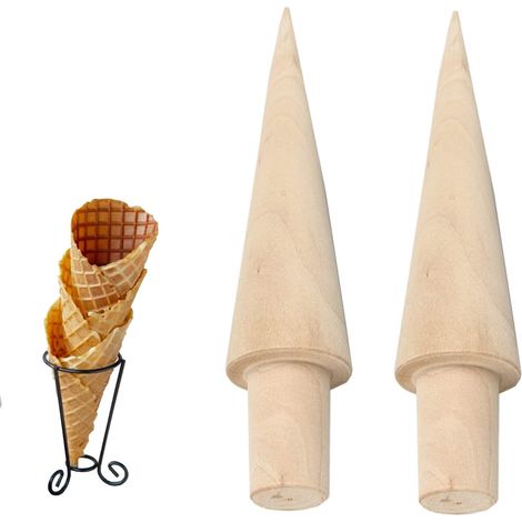 Morceau de moule à cône en bois, rouleau à cône de gaufre fait maison, moule à gaufre, adapté à la fabrication de gaufres et de cornets de crème glacée (marron) (1/5)