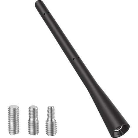 Antenne Voiture Courte, Antenne Radio Voiture Universelle Autoradio Toit FM AM DAB, Étanche Antirouille avec Vis Adaptateurs 4/5/6 mm, Compatible avec SUV Camion Voiture, 17,5 cm (1/5)