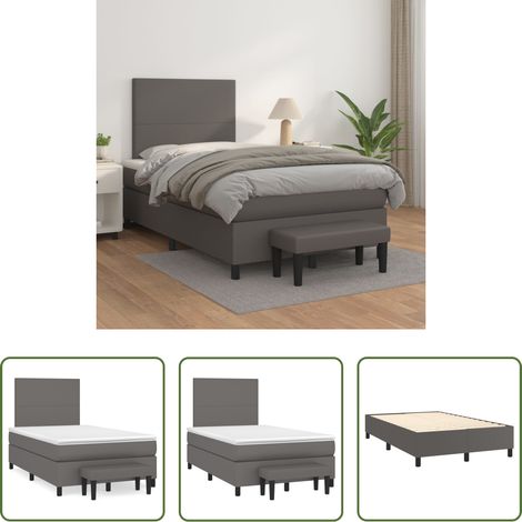 vidaXL Matratze - Boxspringbett mit Matratze Grau 120x200 cm Kunstleder (1/5)