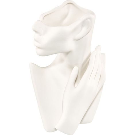 Maceta – Maceta de cerámica blanca con forma de persona – 15,5 x 15 x 8 cm – 1 maceta (1/5)