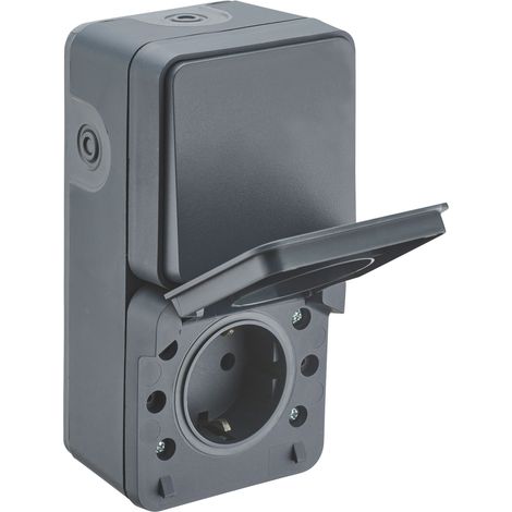 DEBFLEX - 730462 - CYKLONE IP55 DUO Va et Vient + Prise Schuko Vertical Anthracite (1/5)