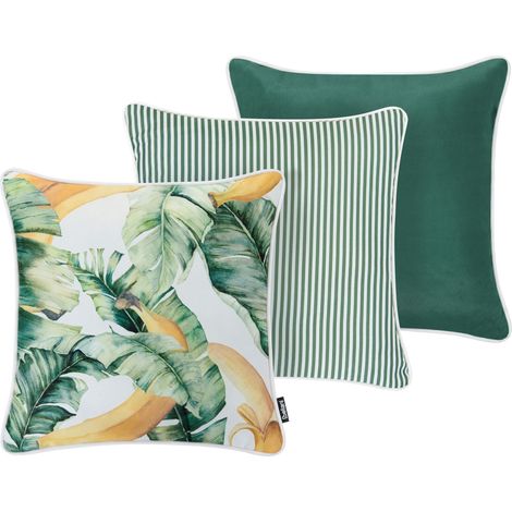 Set di 3 cuscini da esterno con motivo banane per giardino Gaillardia verde (1/5)