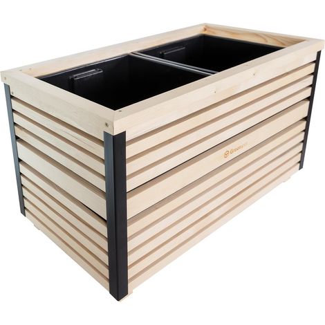 Excelente maceta de madera con listones 80x40x45cm, impregnación incolora - Elegante maceta para terrazas y balcones para árboles, arbustos, flores - Maceta de diseño, color sólido Greenspot incoloro (1/4)