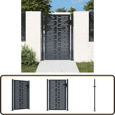 Portail de jardin anthracite 105x130 cm conception de carré - Portail De Jardin - Portails Métalliques - Portail Aluminium - Clôture Jardin - Porte Entrée (1/5)