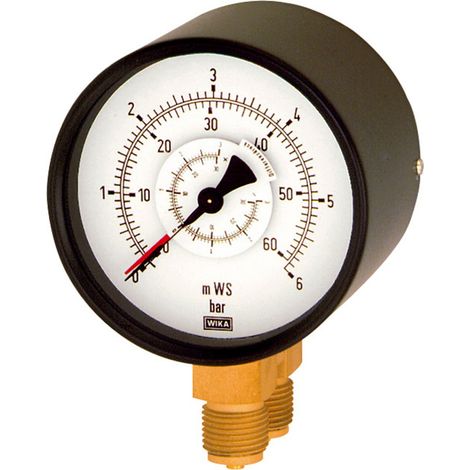 Riegler Differenzdruckmanometer, 2x G 1/2 unten, parallel, 0-10,0 bar, Ø 100 (1/2)