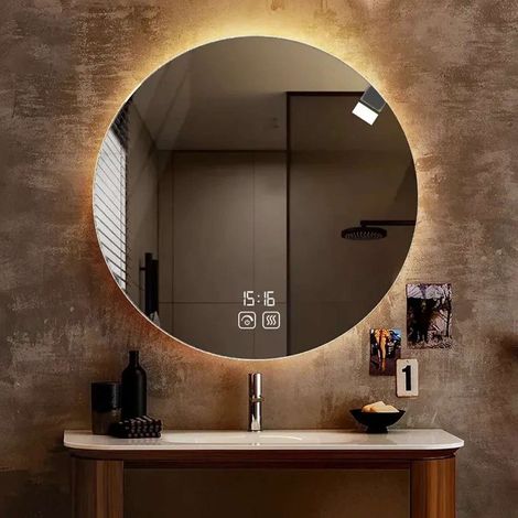 Miroir Ø60 cm lumineux, led antibuée, Rique (1/4)