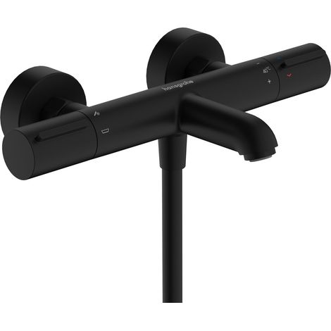 Hansgrohe Ecostat Element Matt Black Thermostatic Bath Shower Mixer Tap (1/2)