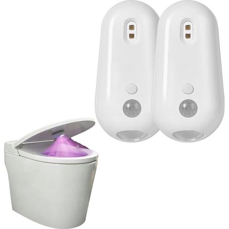 Selbstreinigende UV Toilettendesinfektionslampe, Bewegungsmelder, wiederaufladbar, mit Nachtlicht, Klebehalterung, für Toilette, Waschmaschine, S (1/4)