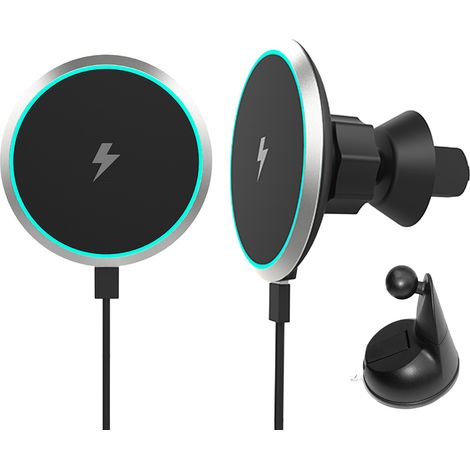 Chargeur de voiture magnétique sans fil, support de charge sans fil pour iPhone 13 Pro Max/13 Pro/13/13 Mini et 12 Pro Max/12 Pro/12/12 Mini avec coque, fixation magnétique rapide et sécurisée sur gri (1/5)
