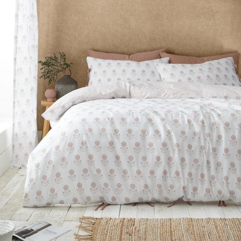 Woodblock Floral So Soft Parure de lit Super King Size avec Housse de Couette et taies d'oreiller Argile (1/5)