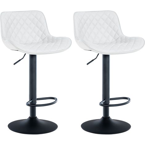 Juego de 2 taburetes de bar regulables y giratorios con asiento sintético blanco y patas de metal negro TDB10603
