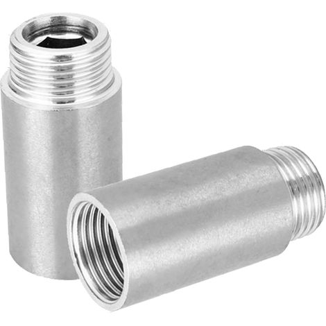 Lot de 2 rallonges de robinet en acier inoxydable 1/2" x 40 mm, 1/2" IG x 1 (1/5)