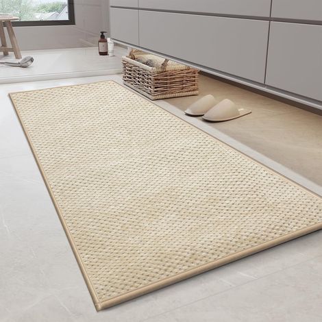 1 Tapis de bain 70x120 cm, microfibre douce, dessous caoutchouc antidérapant, absorbant, lavable, pour douche (1/5)