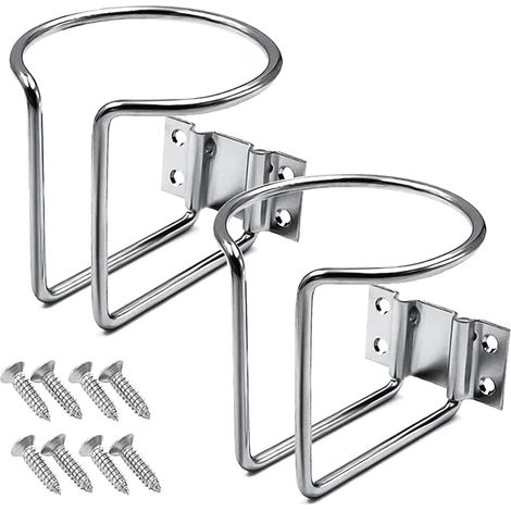 Lot de 2 porte-gobelets universels en acier inoxydable avec anneau, pour bateau, camping-car et véhicule, support de tasse