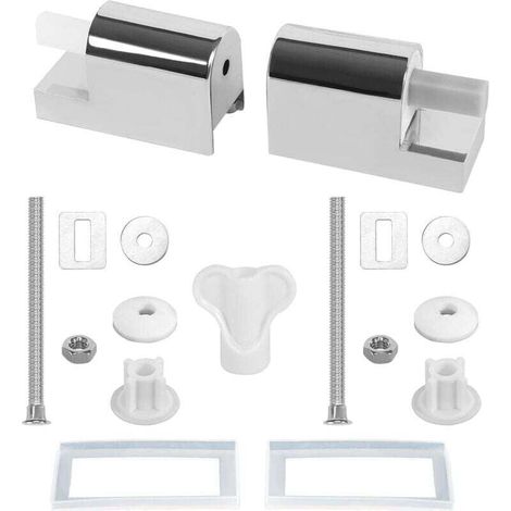 Fixation Abattant WC, Lot de 2 Charniere Abattant WC Charnières Universelles pour Siège de Toilette, Charnières De Siège De Toilette à Fermeture Douce Kit Fixations Remplacement (1/4)