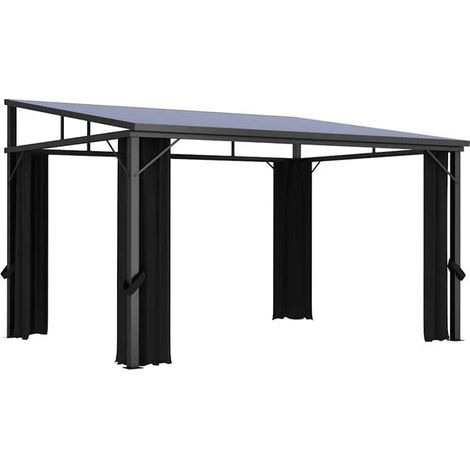 Pavillon d'observation avec rideaux, 405x294x244 cm, gris anthracite. (1/2)