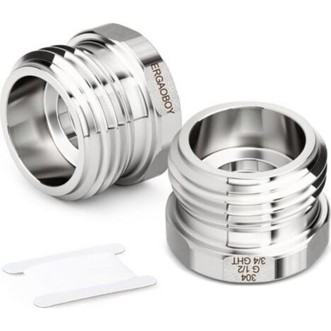 2 Pieces Garden Hose Adapter Hex Socket, 3/4" GHT Male x 1/2" GHT Female 304 Stainless Steel Garden Hose Connector (1/5)