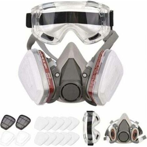Respirateur réutilisable Demi-masque 6200 Masque à gaz Protection respiratoire Respirateurs avec lunettes de sécurité pour peinture Soudage à la vapeur organique Polissage Travail du bois et autres pr (1/4)