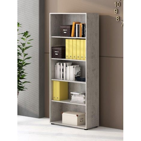 LIBRERIA MOD. OMEGA II CM 78.5X33.6 H. 188 CEMENTO