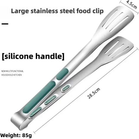 Non-slip stainless steel kitchen tongs, ideal for meats, salads, and bread perfect for barbecues and buffets. Kitchen utensil - AquaForge (1/5)