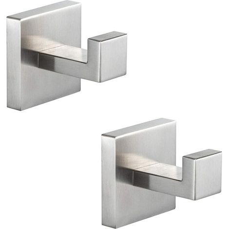 2 Pièces Crochet Serviette Patère Mural Carré SUS 304 Acier Inoxydable de Salle de Bain, Métal Accroche Torchon Muraux Pour Cuisine Peignoirs Manteaux Chapeaux Vêtements Robe (Argent) (1/5)