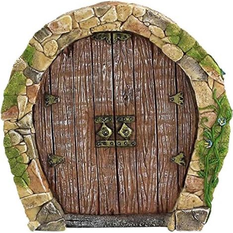Feentür aus Baumstamm für den Außenbereich, Mini-Feengartenskulptur