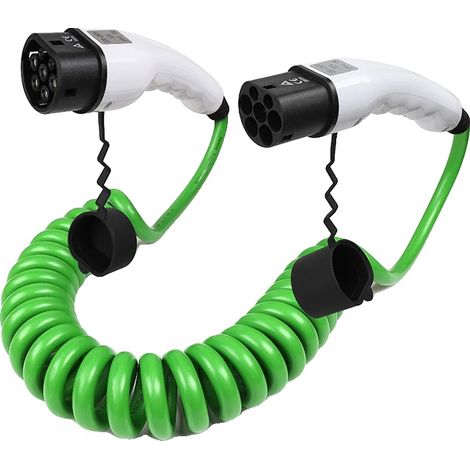 EV-Ladekabel, Spiraldesign, Kompatibel mit Typ 2, 32A 3 Phasen (1/2)