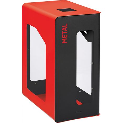 Borne de tri sélectif Cubatri Vigipirate, sans serrure - métal - 90l - gris manganèse / rouge signalisation - RAL 3020 (1/3)